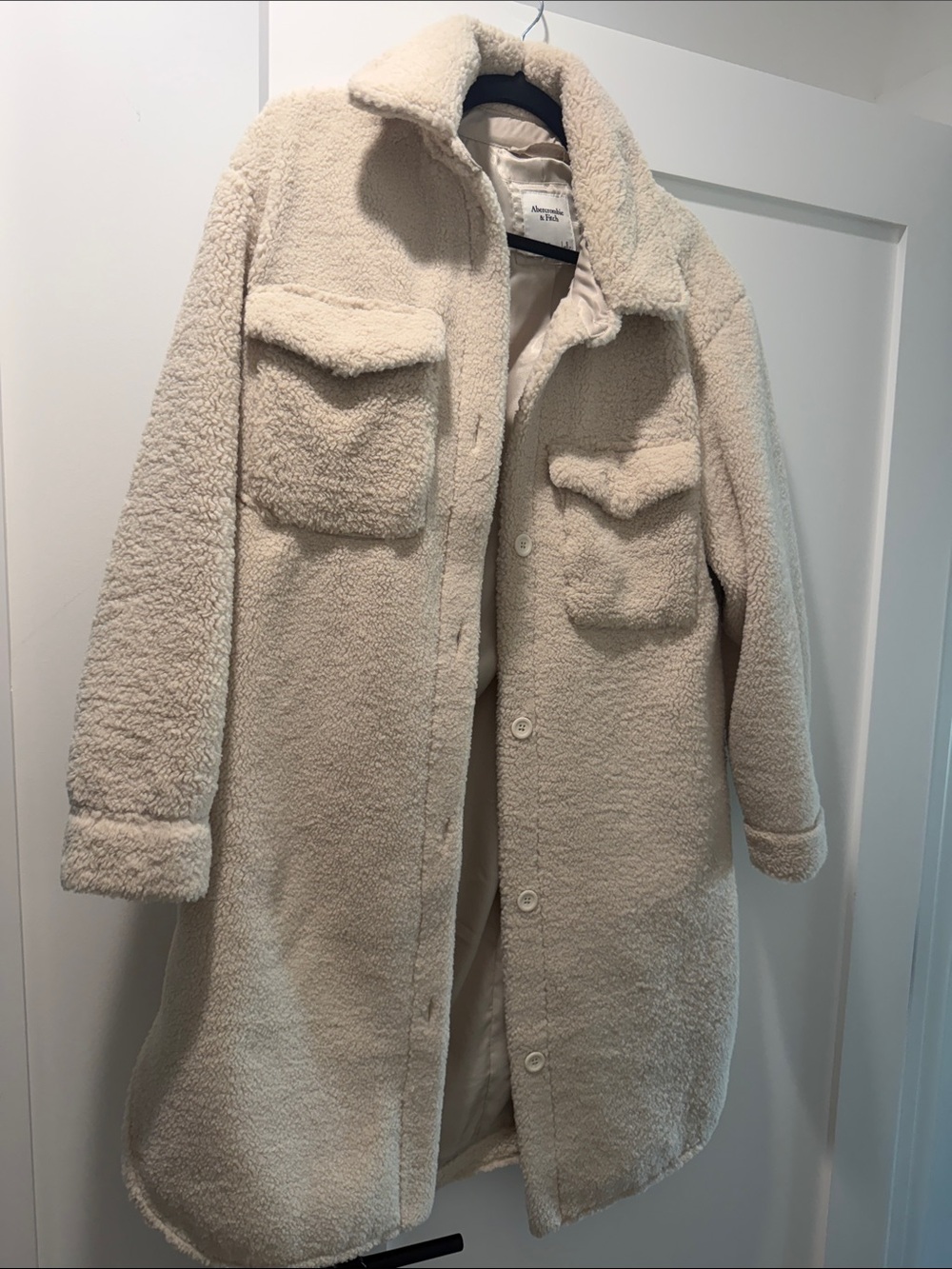 Abercrombie & Fitch Cream Teddy Sherpa Coat